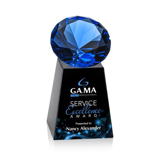 Awards and Plaques - Crystal Trophies - Medium Full Color Black/Sapphire Crystal Trophy