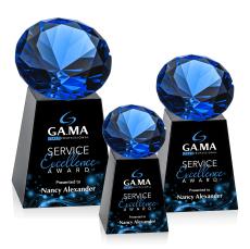 Medium Full Color Black/Sapphire Crystal Trophy - Diamond Trophies