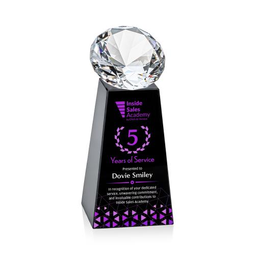 Awards and Plaques - Crystal Trophies - Tall Full Color Black/Diamond Crystal Trophy