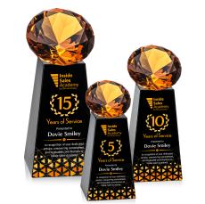 Tall Full Color Black/Amber Crystal Trophy - Diamond Trophies
