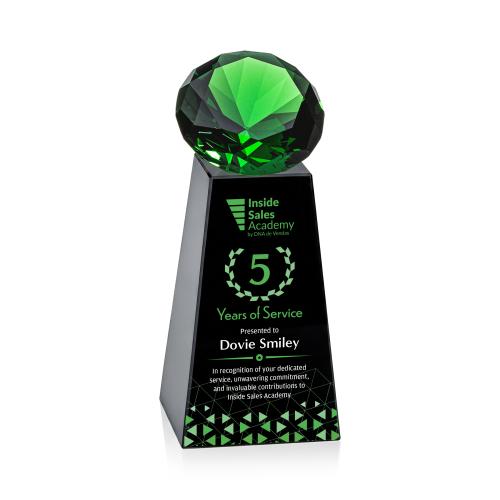 Awards and Plaques - Crystal Trophies - Tall Full Color Black/Emerald Crystal Trophy