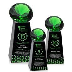 Tall Full Color Black/Emerald Crystal Trophy - Diamond Trophies
