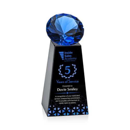 Awards and Plaques - Crystal Trophies - Tall Full Color Black/Sapphire Crystal Trophy