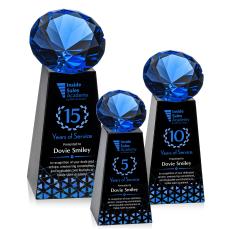 Tall Full Color Black/Sapphire Crystal Trophy - Diamond Trophies