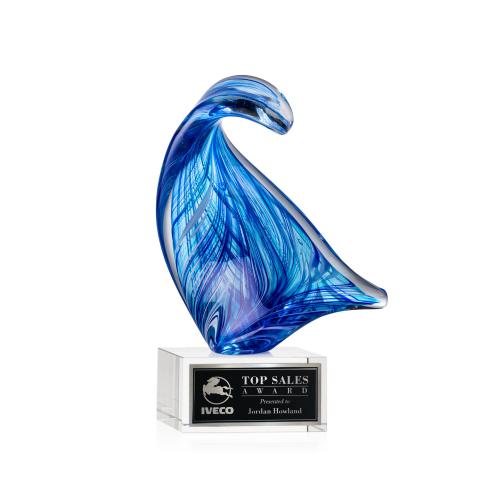 Awards and Plaques - Glass Trophies - Art Glass Trophies - Laguna Unique on Plated Crystal Clear Glass Trophy