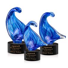 Laguna Unique on Round Black Glass Trophy - Glass Trophies