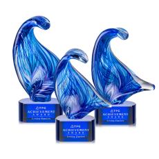 Laguna Unique on Half Round Blue Glass Trophy - Art Glass Trophies