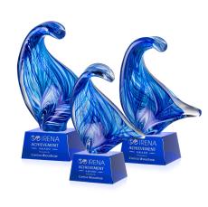 Laguna Unique on Small Crystal Blue Glass Trophy - Art Glass Trophies