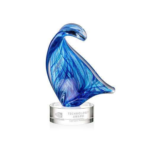 Awards and Plaques - Glass Trophies - Art Glass Trophies - Laguna Unique on Lockwood Clear Glass Trophy