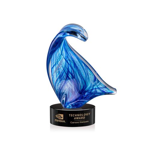 Awards and Plaques - Glass Trophies - Art Glass Trophies - Laguna Unique on Lockwood Black Glass Trophy