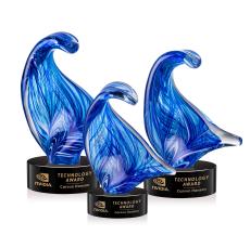 Laguna Unique on Lockwood Black Glass Trophy - Art Glass Trophies