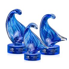 Laguna Unique on Lockwood Blue Glass Trophy - Art Glass Trophies