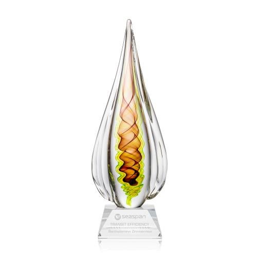 Awards and Plaques - Glass Trophies - Carterra Tear Drop on Cahill Base Glass Trophy