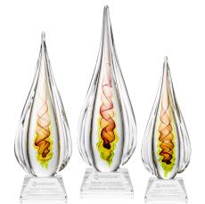 Carterra Tear Drop on Cahill Base Glass Trophy - Art Glass Trophies
