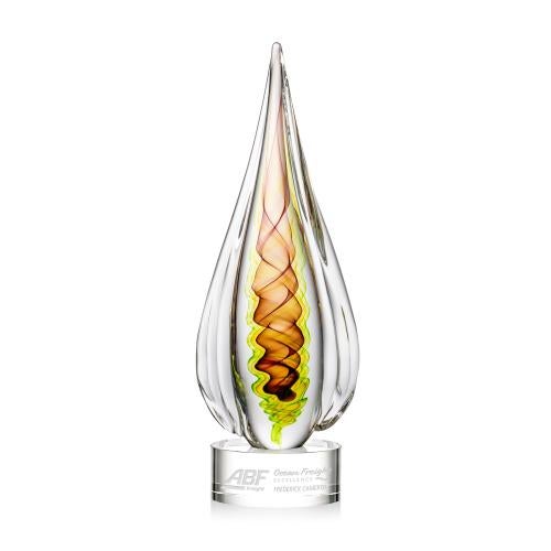 Awards and Plaques - Glass Trophies - Carterra Tear Drop on Round Base Glass Trophy