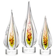 Carterra Tear Drop on Round Base Glass Trophy - Art Glass Trophies