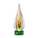 Carterra Tear Drop on Round Green Glass Trophy
