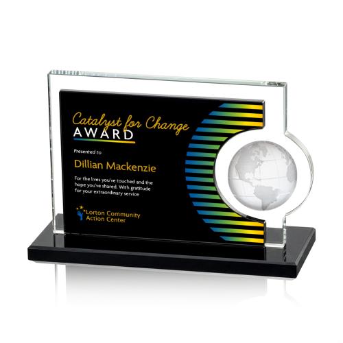 Awards and Plaques - Crystal Trophies - Pacheco Full Color Black Rectangle Crystal Trophy