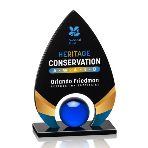 Awards and Plaques - Crystal Trophies - Larsen Full Color Black Tear Drop Crystal Trophy