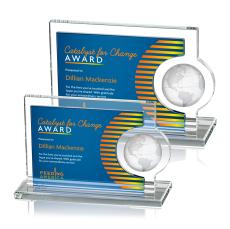 Pacheco Full Color Blue Rectangle Crystal Trophy - Crystal Globe Awards