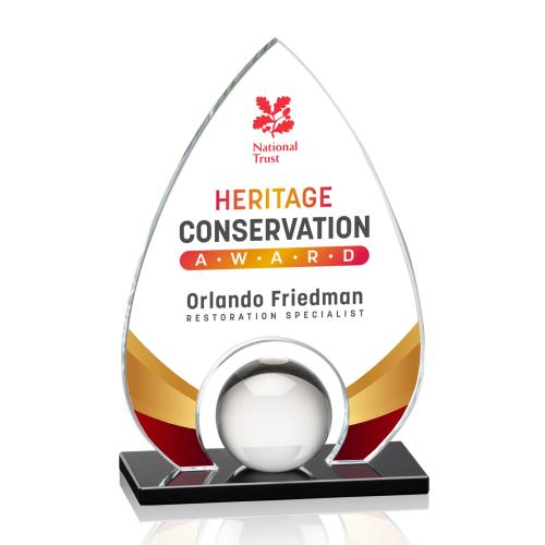Awards and Plaques - Crystal Trophies - Larsen Full Color Starfire Tear Drop Crystal Trophy