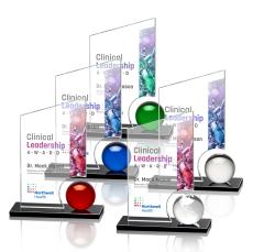 Edwards Full Color Starfire Peaks Crystal Trophy - Crystal Globe Awards