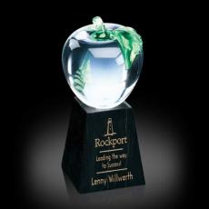 Apple Apples on Tall Marble Base Glass Trophy - Glass Trophies