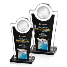 Duarte Full Color Black Globe Crystal Trophy - Custom Trophies