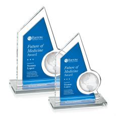 Lopez Globe Blue Peaks Crystal Trophy - Crystal Globe Awards