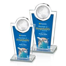 Duarte Full Color Blue Globe Crystal Trophy - Crystal Trophies