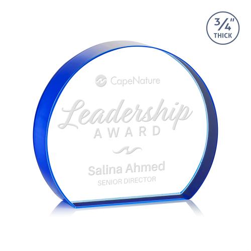 Awards and Plaques - Crystal Trophies - Maren Hemisphere Blue Circle Crystal Trophy