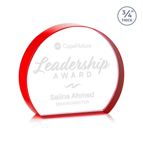 Awards and Plaques - Crystal Trophies - Maren Hemisphere Red Circle Crystal Trophy