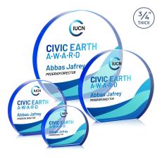 Maren Hemisphere Full Color Blue Circle Crystal Trophy - Crystal Trophies