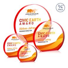 Maren Hemisphere Full Color Red Circle Crystal Trophy - Crystal Trophies