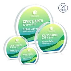 Maren Hemisphere Full Color Dillon Sided Clear Circle Crystal Trophy - Glass Plaques