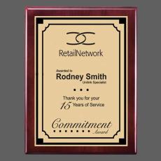 Sloan Meredith Plaque - Rosewood/Satin Gold - Wall Plaque Awards
