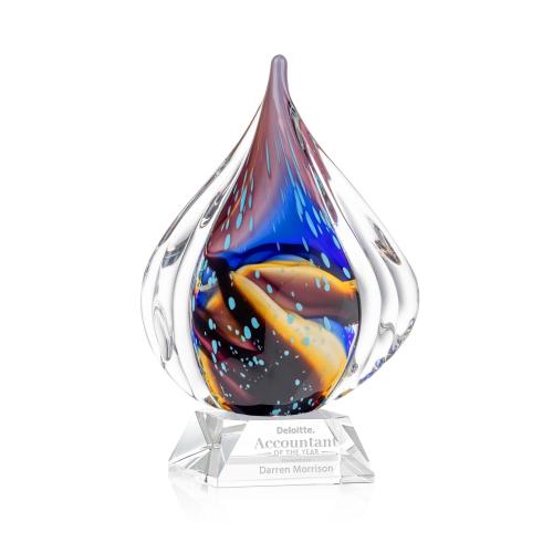 Awards and Plaques - Glass Trophies - Valentina on Cahill Base Clear Tear Drop Glass Trophy