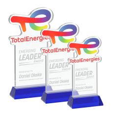 EdgeCraft Rectangle on Hartford - Blue (via Air) - Crystal Trophies