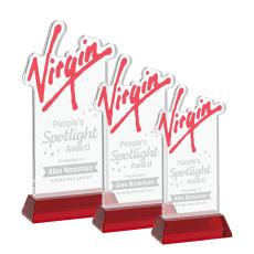 EdgeCraft Rectangle on Hartford - Red 8" (via Air) - Crystal Trophies