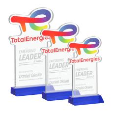 EdgeCraft Rectangle on Mitered - Blue (via Air) - Crystal Trophies
