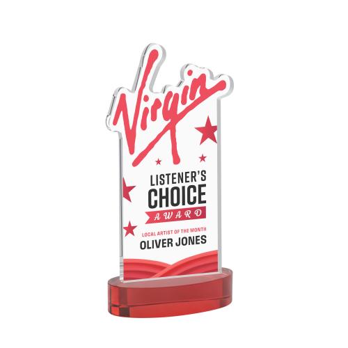 Awards and Plaques - Crystal Trophies - EdgeCraft Rectangle Full Color on Alberton - Red (via Air)