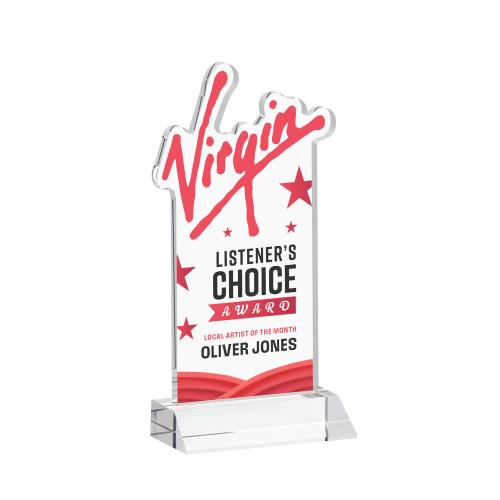 Awards and Plaques - Crystal Trophies - EdgeCraft Rectangle Full Color on Mitered - Clear (via Air)