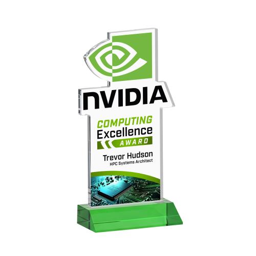 Awards and Plaques - Crystal Trophies - EdgeCraft Rectangle Full Color on Mitered - Green (via Air)