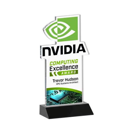 Awards and Plaques - Crystal Trophies - EdgeCraft Rectangle Full Color on Mitered - Black (via Air)