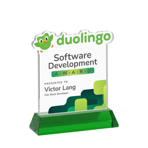 Awards and Plaques - Crystal Trophies - EdgeCraft Square Full Color on Hartford - Green (via Air)