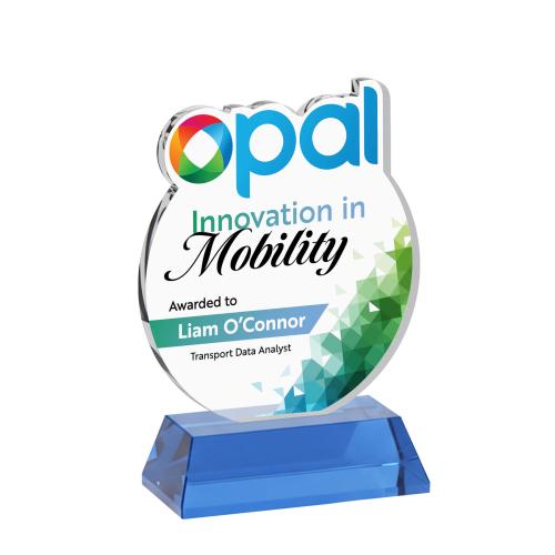 Awards and Plaques - Crystal Trophies - EdgeCraft Round Full Color on Hartford - Sky Blue (via Air)