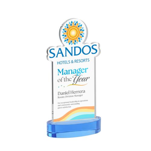 Awards and Plaques - Crystal Trophies - EdgeCraft Rect. Full Color on Alberton - Sky Blue (Ocean)