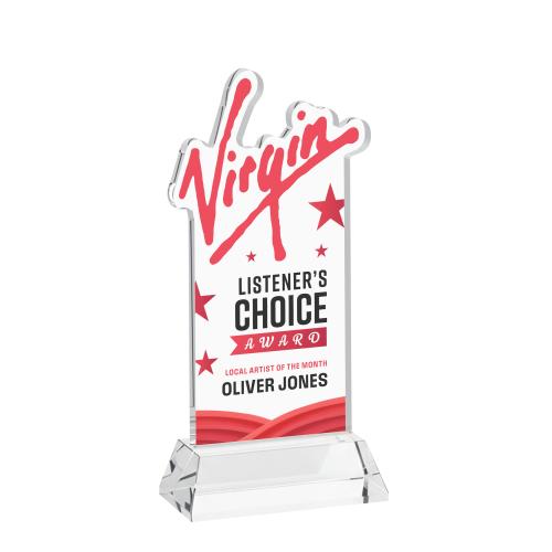 Awards and Plaques - Crystal Trophies - EdgeCraft Rectangle Full Color on Hartford - Clear (Ocean)