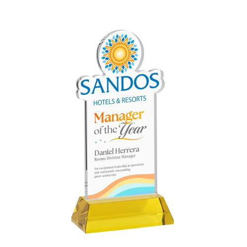 Awards and Plaques - Crystal Trophies - EdgeCraft Rectangle Full Color on Hartford - Gold (Ocean)