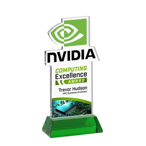 Awards and Plaques - Crystal Trophies - EdgeCraft Rectangle Full Color on Hartford - Green (Ocean)